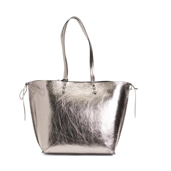 VINCE CAMUTO Pewter Leather Jamee Tote